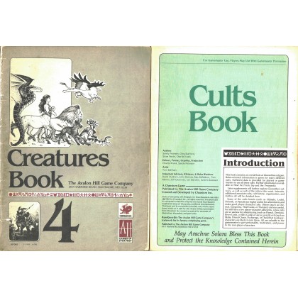 Lot Livres Creatures Book & Cults Book (rpg Runequest en VO) L087