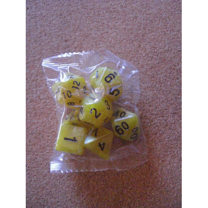 Set de 7 dés nacrés jaunes de jeux de rôles (accessoire de jdr) 003L