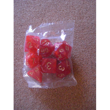 Set de 7 dés nacrés rouges de jeux de rôles (accessoire de jdr) 003M