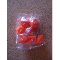 Set de 7 dés opaques oranges de jeux de rôles (accessoire de jdr)