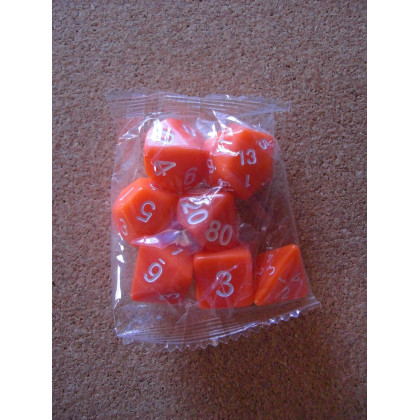 Set de 7 dés opaques oranges de jeux de rôles (accessoire de jdr) 003C