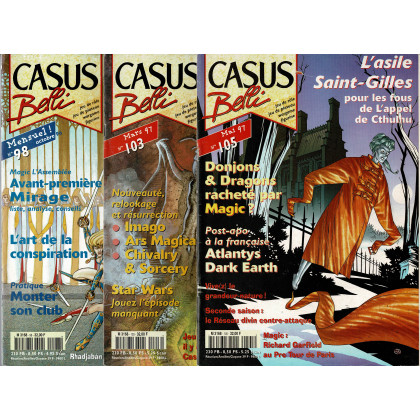 Lot Casus Belli N° 98-103-105 sans encarts (magazines de jeux de rôle) L116