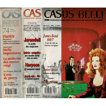 Lot Casus Belli N° 47-58-74 sans encarts (magazines de jeux de rôle) L132