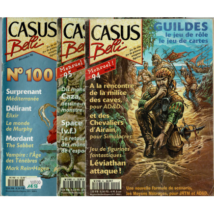 Lot Casus Belli N° 94-95-100 sans encarts (magazines de jeux de rôle) L130