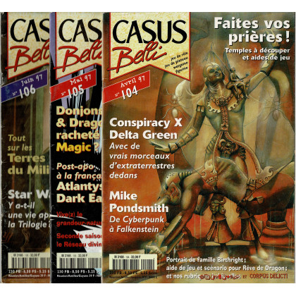 Lot Casus Belli N° 104-105-106 sans encarts (magazines de jeux de rôle) L128