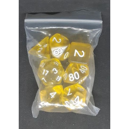 Set de 7 dés transparents de jeux de rôles (accessoire de jdr) 006D