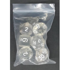 Set de 7 dés transparents de jeux de rôles (accessoire de jdr)