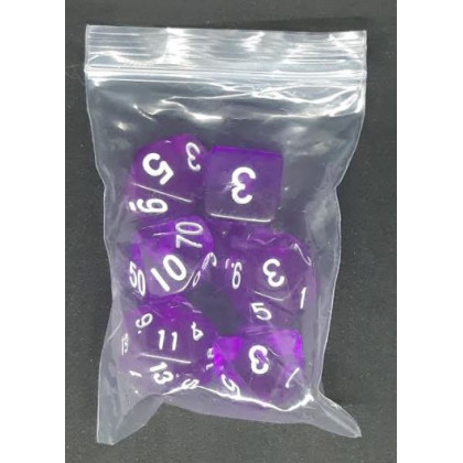 Set de 7 dés transparents de jeux de rôles (accessoire de jdr) 006F