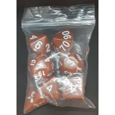 Set de 7 dés opaques marrons de jeux de rôles (accessoire de jdr)