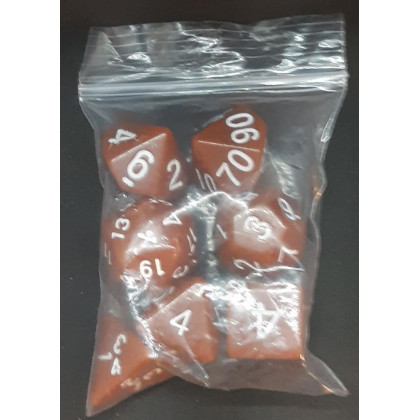 Set de 7 dés opaques marrons de jeux de rôles (accessoire de jdr) 007K