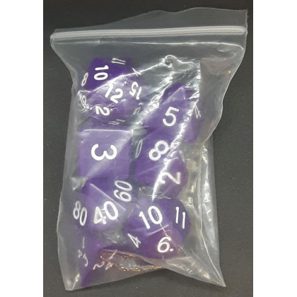 Set de 7 dés opaques violet de jeux de rôles (accessoire de jdr) 007O