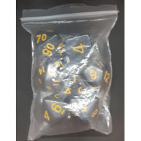 Set de 7 dés opaques noirs de jeux de rôles (accessoire de jdr) 007V