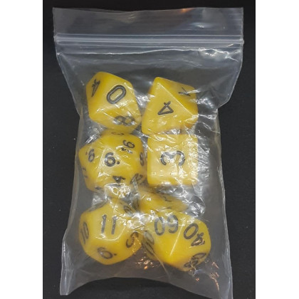 Set de 7 dés opaques jaunes de jeux de rôles (accessoire de jdr) 007C