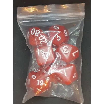 Set de 7 dés opaques rouges de jeux de rôles (accessoire de jdr) 007H