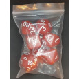 Set de 7 dés opaques rouges de jeux de rôles (accessoire de jdr) 007H