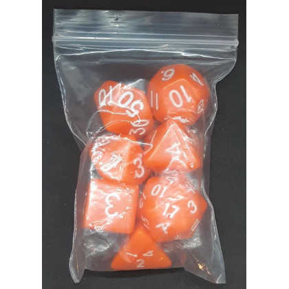 Set de 7 dés opaques orange de jeux de rôles (accessoire de jdr) 007CC