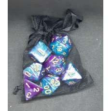 Set de 7 dés bicolores de jeux de rôles + pochette mousseline (accessoire de jdr)