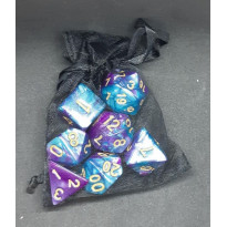 Set de 7 dés bicolores de jeux de rôles + pochette mousseline (accessoire de jdr)