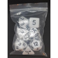 Set de 7 dés opaques blancs de jeux de rôles (accessoire de jdr) 007AA