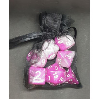 Set de 7 dés bicolores de jeux de rôles + pochette mousseline (accessoire de jdr)