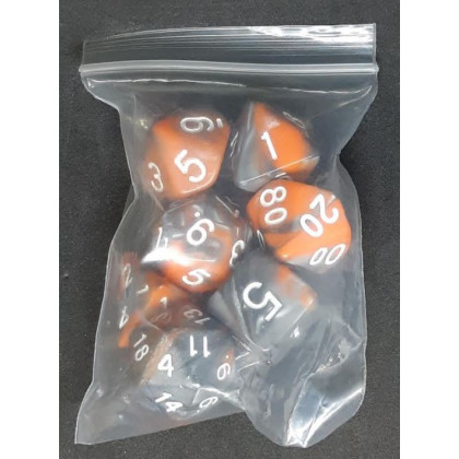 Set de 7 dés bicolores de jeux de rôles (accessoire de jdr) 005K