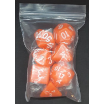Set de 7 dés opaques orange de jeux de rôles (accessoire de jdr)