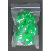 Set de 7 dés transparents de jeux de rôles (accessoire de jdr)