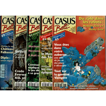 Lot Casus Belli N° 89-90-91-92-93 sans encarts (magazines de jeux de rôle) L162