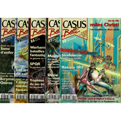 Lot Casus Belli N° 84-85-86-87-88 sans encarts (magazines de jeux de rôle) L163