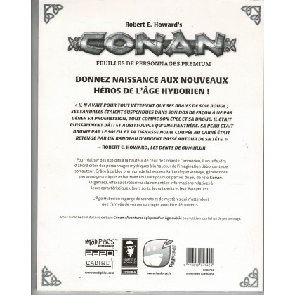 Conan - Bloc de Feuilles de Personnages Premium (jdr 2d20 de Fun Forge en VF) 001